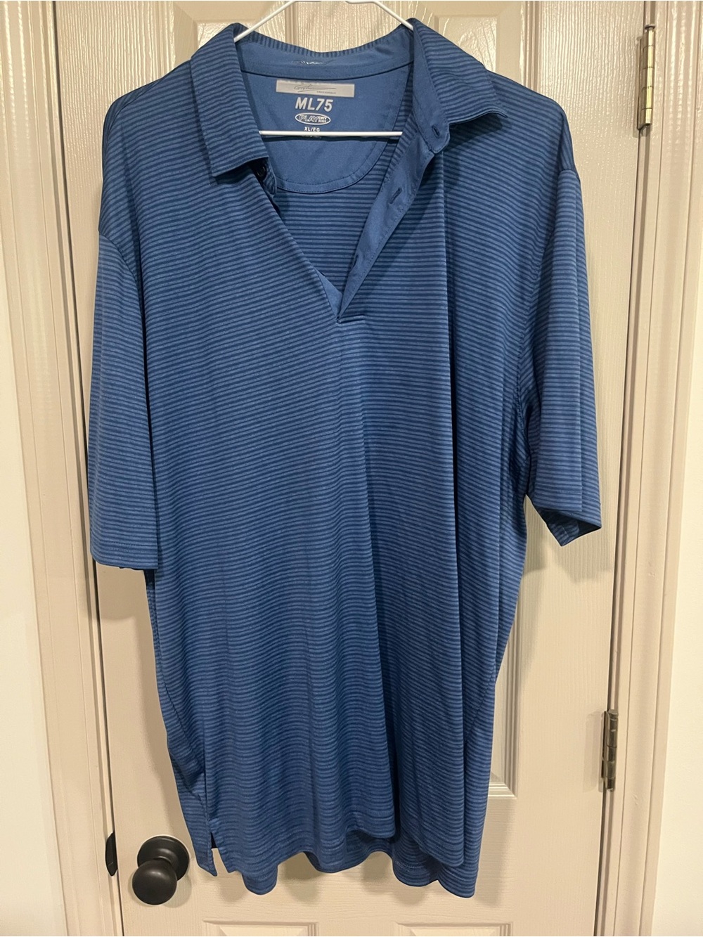 Greg Norman Collection Men's Striped Blue Polo